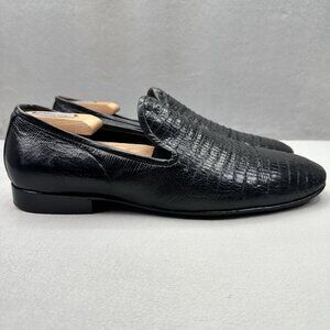 Jo Ghost Mens 9 (42) Loafers Black Embossed Leather Italy Slip On Luxury Exotic